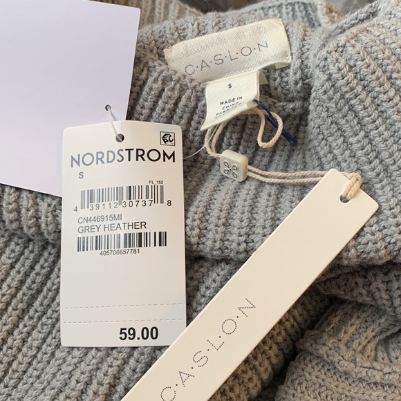 Caslon Grey Heather Mock Neck Ribbed Pullover Long Sleeve Sweater - Picture 7 of 7